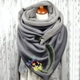 thumbnail image 2 of Women Feather Print Cotton Winter Warm Button Up Scarf, 2 of 3