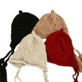 thumbnail image 4 of SikaFu Hat Girl Autumn And Winter Ear Double Ears And Needle Weaving Caps Fashionable Pure Color Warm Hat Cute Wool Hat Outdoor Cold Prevention, 4 of 4
