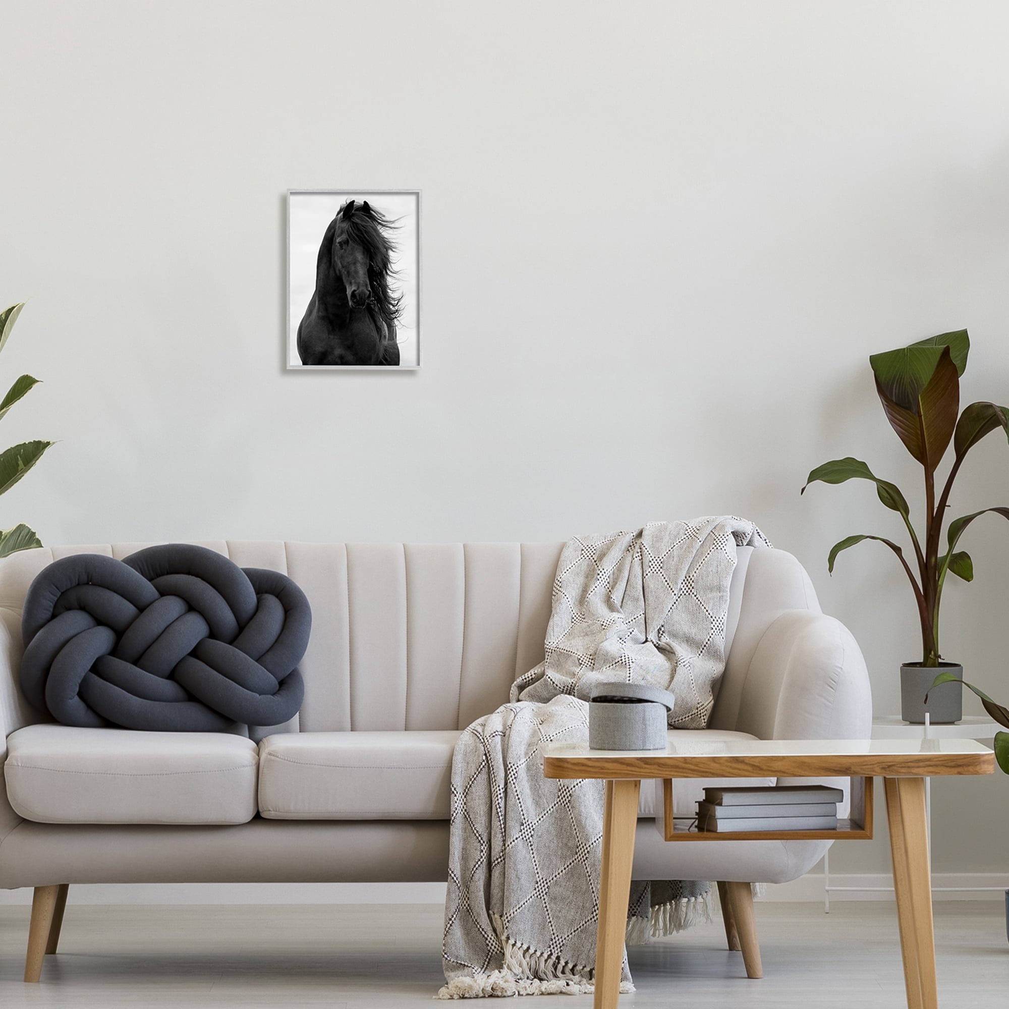 Stupell Industries Black Stallion Horse Portrait Soft Grey Sky Photography, 11 x 14, Design by Carol Walker