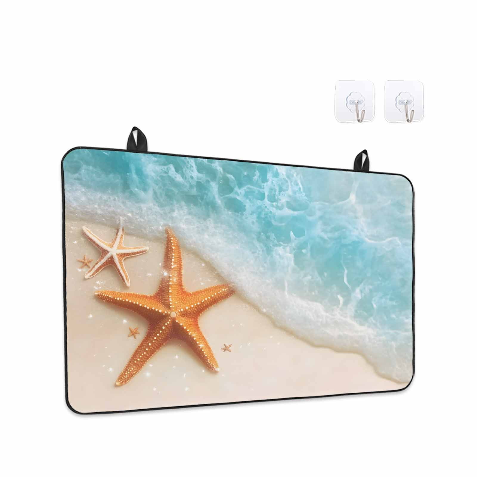 Coastal Starfish Stove Top Cover for Electric Stove, Heat-proof & Non Slip Glass Top Stove Cover Protector, Simple Summer Nautical Ocean Beach Kitchen Flat Cooktop Rubber Mat 24x21 Inches