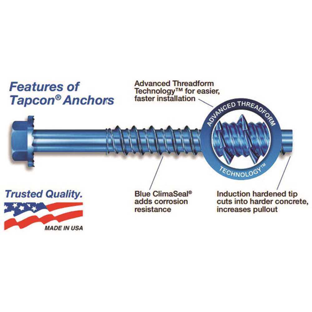 Buildex Tapcon 11414 Concrete Screw Anchor, 3/8 in Drive
