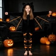 thumbnail image 3 of Bat Outfit for Girls Hooded Full Zipper Jacket with Wings Printed Leggings for Halloween Party, 3 of 6