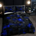 thumbnail image 1 of Geometric Blue Black Comforter Set,Light Honeycomb 3 Piece Bedding Set Twin Size for Teen Boys,Modern Bedding Quilt Set Geometry Decor,Microfiber Lightweight 1 Comforter 2 Pillowcases(59"*78.7"), 1 of 4