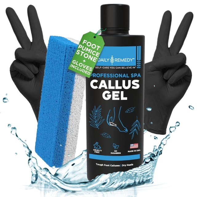 Juego de gel removedor de callos para pies – Removedor de callos profesional para pies – Gel removedor de callos para pies – Removedor de callos para pies suaves y talones agrietados – 8 oz con piedra