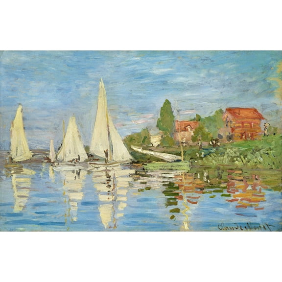 Regattas at Argenteuil by Claude Monet - 12" x 18" Art Print Wall Decor