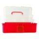 thumbnail image 1 of Caja de almacenamiento de tres capas Caja de herramientas plegable de plástico Organizador multiusos con mango portátil para accesorios cosméticos artesanales Rojo, 1 of 5