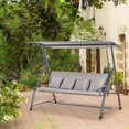 thumbnail image 2 of Outsunny Patio Swing Chair, 3 Person Convertible Hammock, Light Grey, 2 of 10