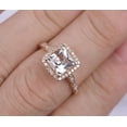 thumbnail image 3 of Vintage Design 2 Carat 6mm Princess Cut Morganite Engagement Ring with Diamond Moissanites in 10k Rose Gold for Women, 3 of 4
