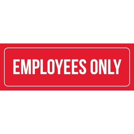 Red Background With White Font Employees Only Office Business Retail Outdoor & Indoor Metal Wall Sign, 3x9
