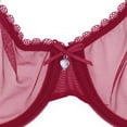 thumbnail image 5 of Baywell Women's Sexy Lace Push Up Plus Size Bra Sheer Balconette Underwire Unlined 2 Pieces Red 75B-95D, 5 of 7