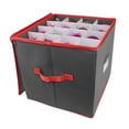 thumbnail image 4 of Luzkey Christmas Ornament Storage Box Christmas Storage Container 64 Slots Protective Preserve Zippered Closure Storage Organization Gray, 4 of 8