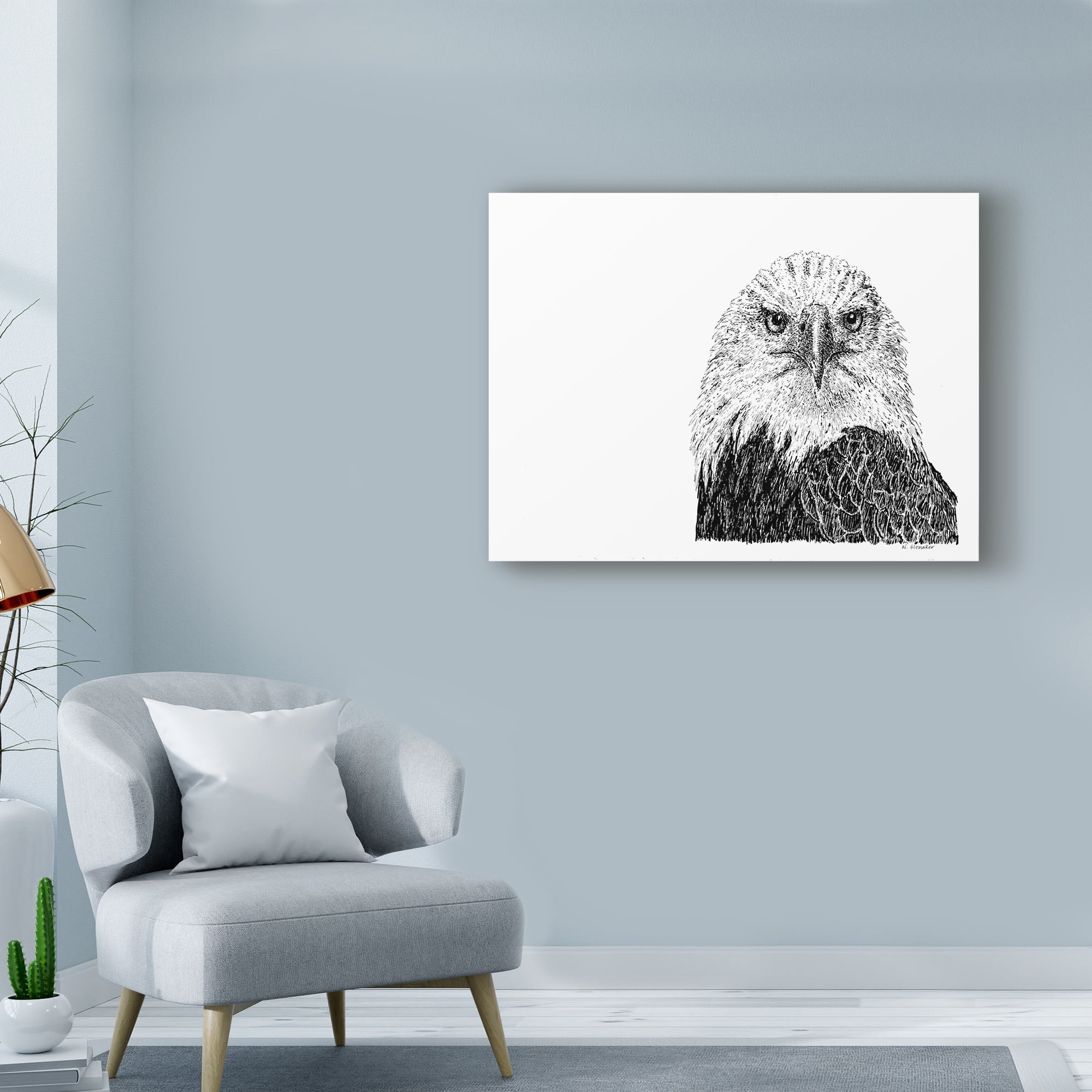Trademark Fine Art 'Bald Eagle Line Art' Canvas Art by Let Your Art Soar