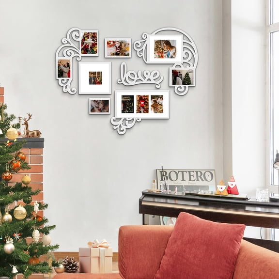 Heart Shaped Family Photo Frame Collage Display Three 4x6 Photos White