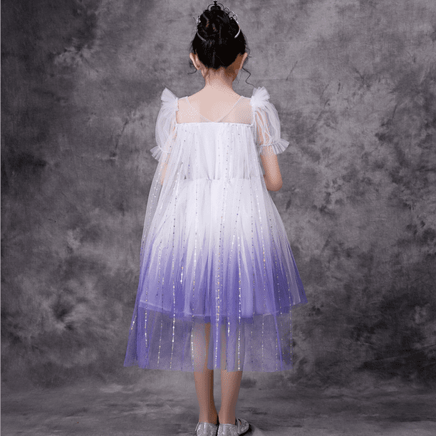 Robe de Princesse Fille - Déguisement avec Couronne Collier Ensemble - Jupe Tulle Longue pour Noël Carnaval Anniversaire Cosplay Fête De Mariage