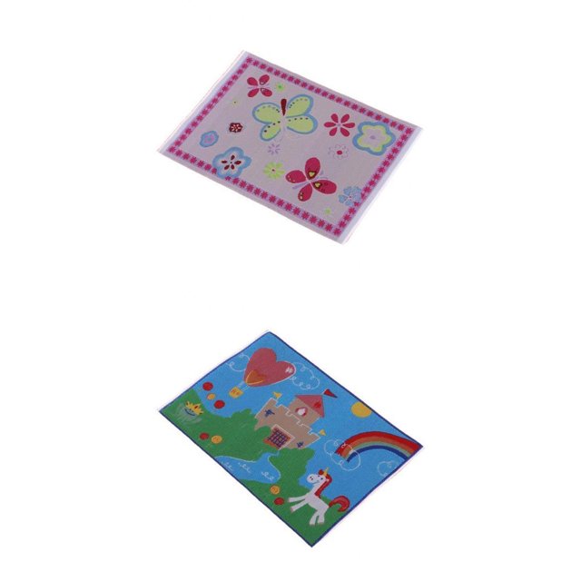 Paquete de 2 Alfombras para Puerta Habitación en Miniatura, Alfombrilla con Estampado de Dibujos Animados, Alfombras para Yotijar Alfombra miniatura de casa de muñecas