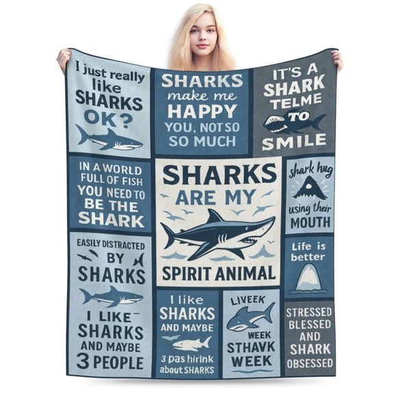 Shark Gifts for Women Men Boys Gilrs, Unique Shark Lovers Themed Blanket Accesorries Stuff for Kids, Cute Sharks Things Soft Throw 50x40