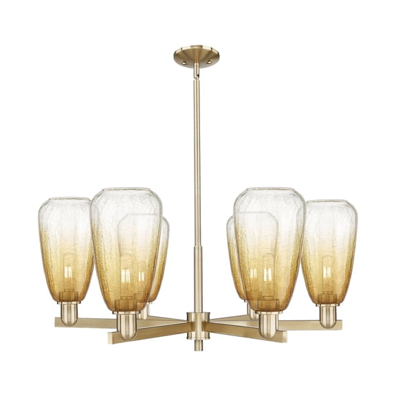 716-6CR-CB-G480-6AM Innovations Lighting Brookhaven Almond - 6 Light Stem Hung Chandelier-14.13 Inch Tall and 23.88 Inch Wide-Champagne Bronze