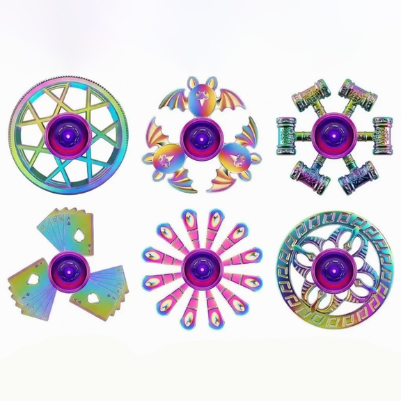 6 Pack Metal Fidget Spinner for Kids and Adults, Fidget Toys for Focus, Stress Relief, ADHD & Anxiety, Sensory Fidget Set for Blue Monday Relief