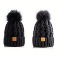 thumbnail image 1 of SNNROO 2PC Sets Womens Winter Ribbed Beanie Crossed Cap Chunky Cable Knit Pompom Soft Warm Hat, 1 of 7