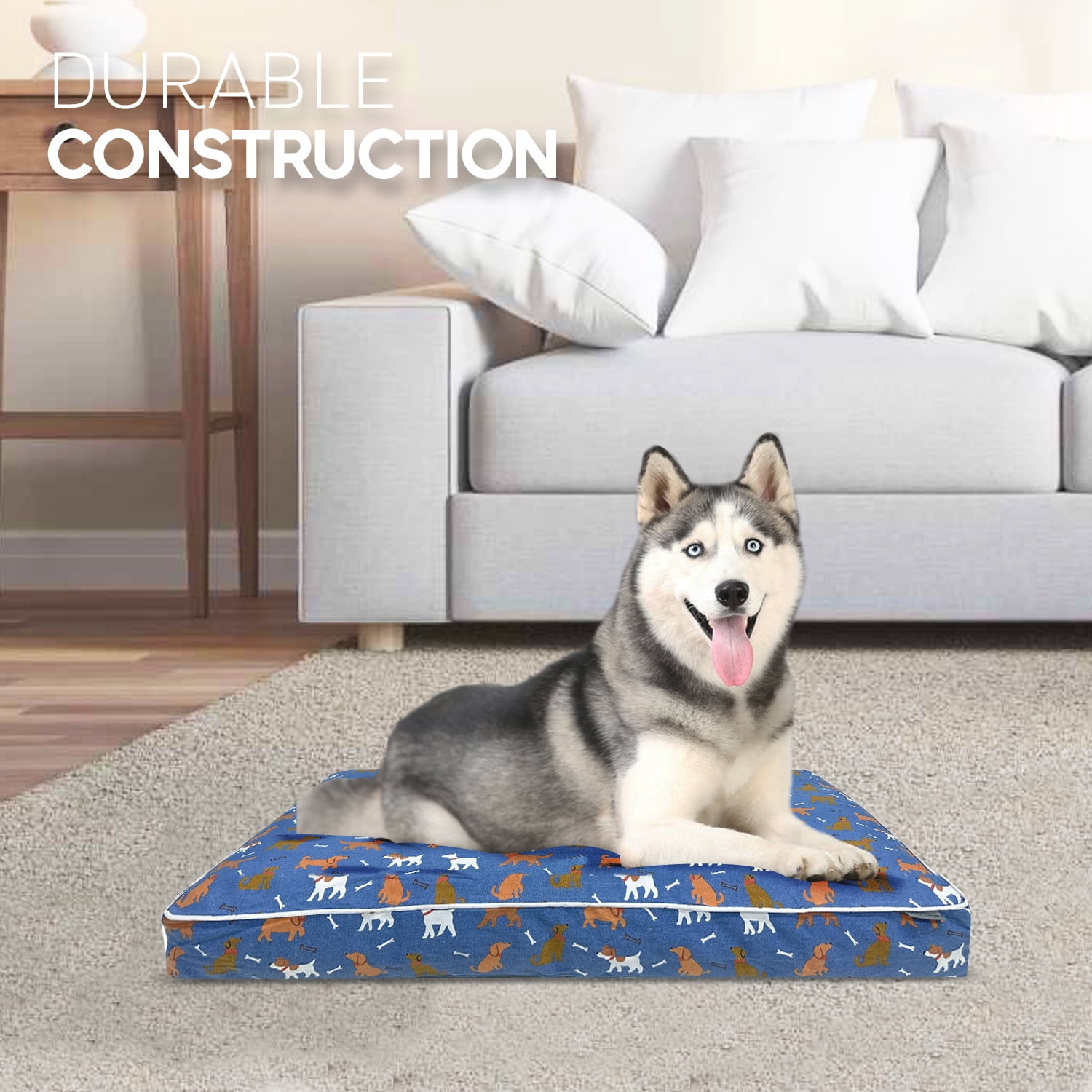 Paws and Décor Orthopedic Dog Bed, Enhanced Joint Support with Outlined Dog Design, Durable High-Density Foam Mattress for Comfort For Dogs.