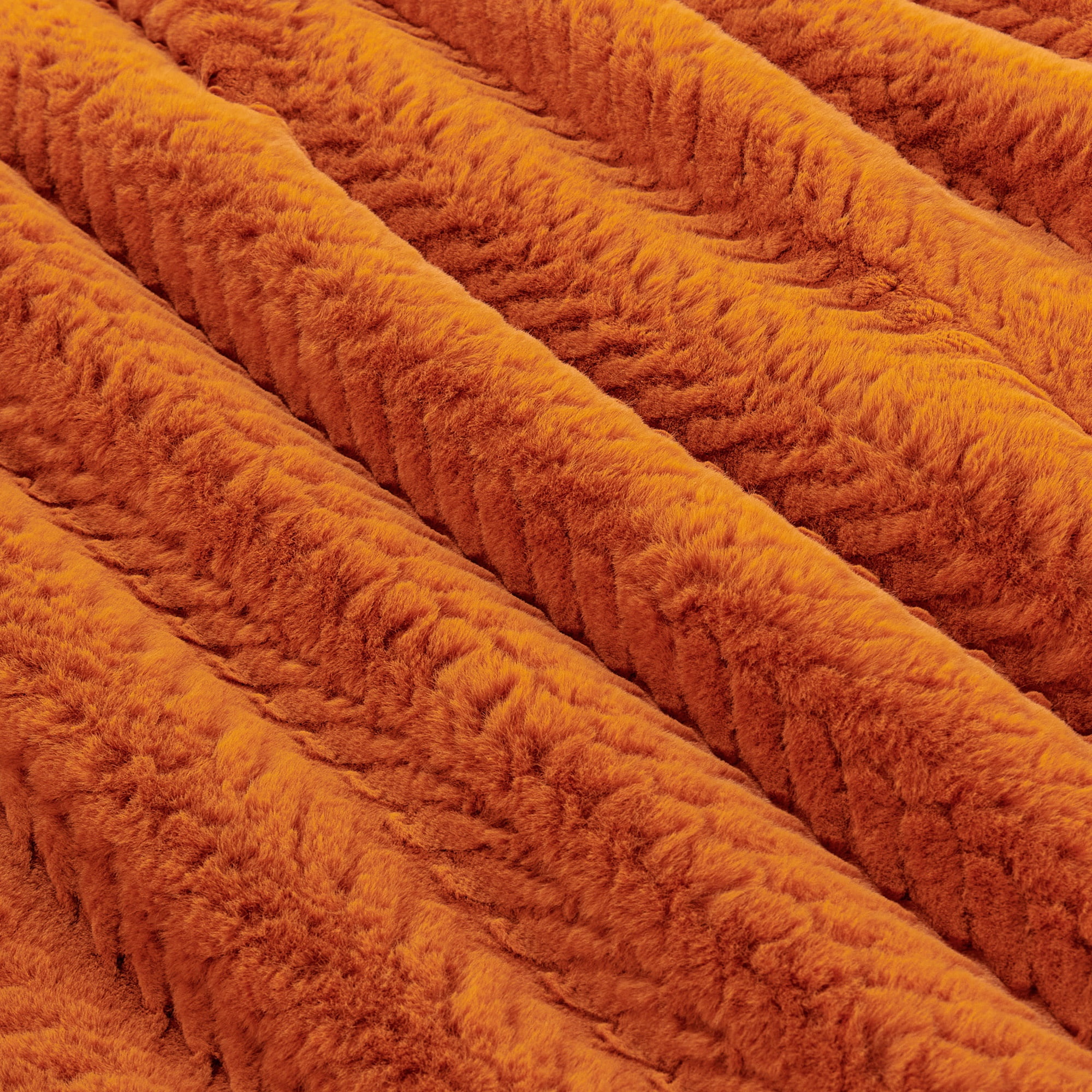 Home Soft Things Tread Pattern Faux Fur Throw Blanket with Micromink Back, Luxury Soft Cozy Plush Fluffy Fuzzy Reversible Thick Warm Throw Blanket, 50x60 inches, Burnt Orange