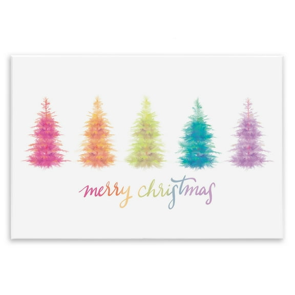 Stupell Industries Rainbow Christmas Trees Holiday Painting Unframed Art Print Wall Art, 15 x 10