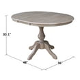 36" Round Dining Table with 12" Leaf and 2 X-back Chairs - Washed Gray ...