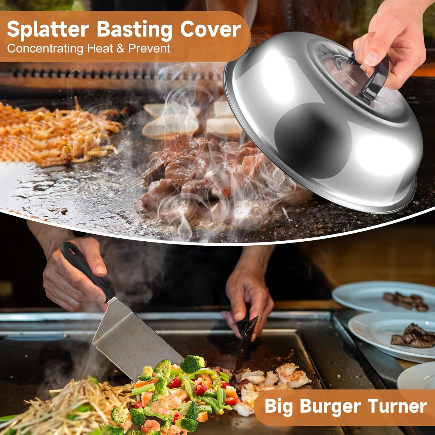 27-Piece Griddle Accessories Kit for Blackstone & Camp Chef. Features Enlarged Spatulas, Scraper & Basting Cover - The Complete BBQ Tool Set for Flat Top Grills