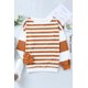 thumbnail image 1 of ABPHQTO Sudadera de mujer a rayas con hombros caídos y rayas marrones, 1 of 5
