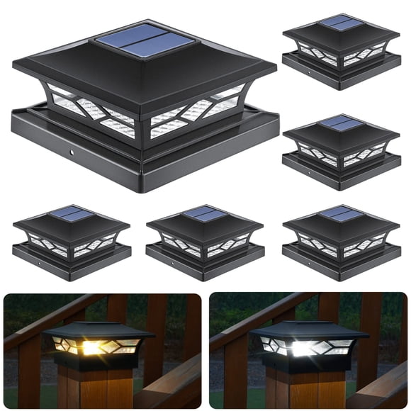 APONUO Capuchons Solaires pour Poteaux Extérieurs, Lampes Solaires pour Poteaux 2 Modes d'Éclairage Lumière DEL Extérieure, Lampes Solaires pour Poteaux de Clôture pour Capuchons de Terrasse de Clôture 4x4