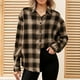 thumbnail image 1 of Blusa de manga larga con cuello vuelto para mujer, blusa informal de manga larga con cuello vuelto, blusa holgada con abertura frontal y estampado de letras., 1 of 7