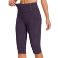 thumbnail image 2 of iHPH7 Capri Leggings with Pockets for Women Pedal Pushers Tummy Control Knee Length Leggings Yoga Pants Women Capri Pants Workout Dark Purple S, 2 of 9