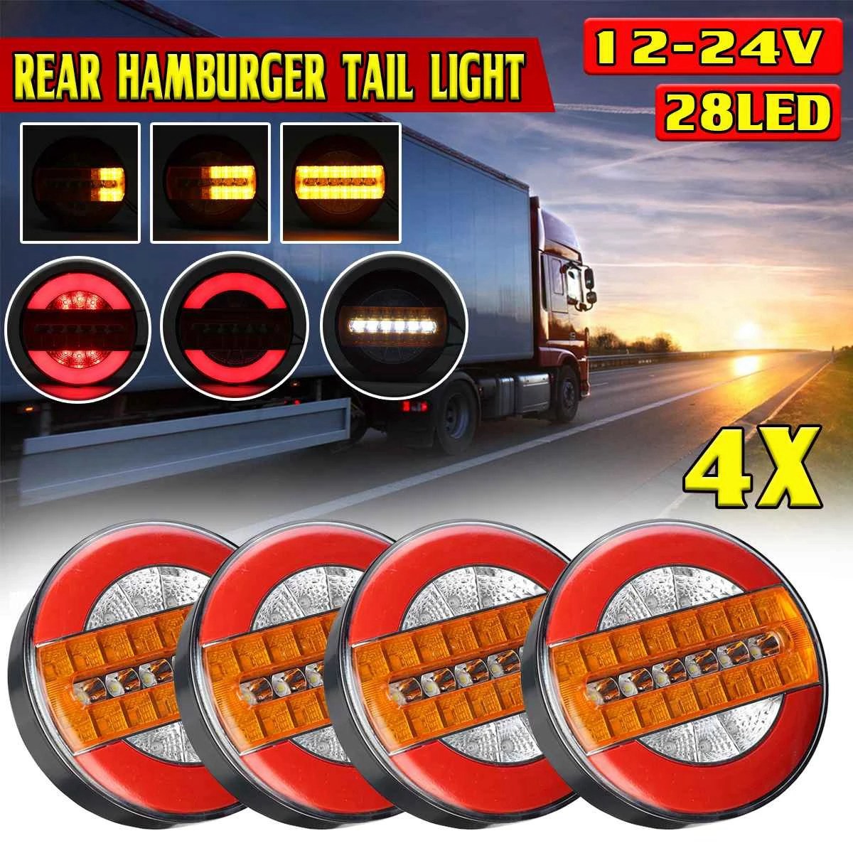 Trailer LED tail lights 4X Waterproof LED Trailer Truck Rear Tail Light