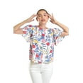thumbnail image 4 of Blusa estampada de manga corta Roman Fashion, Juvenil, 5118 (Flor azul) azul G, 4 of 5