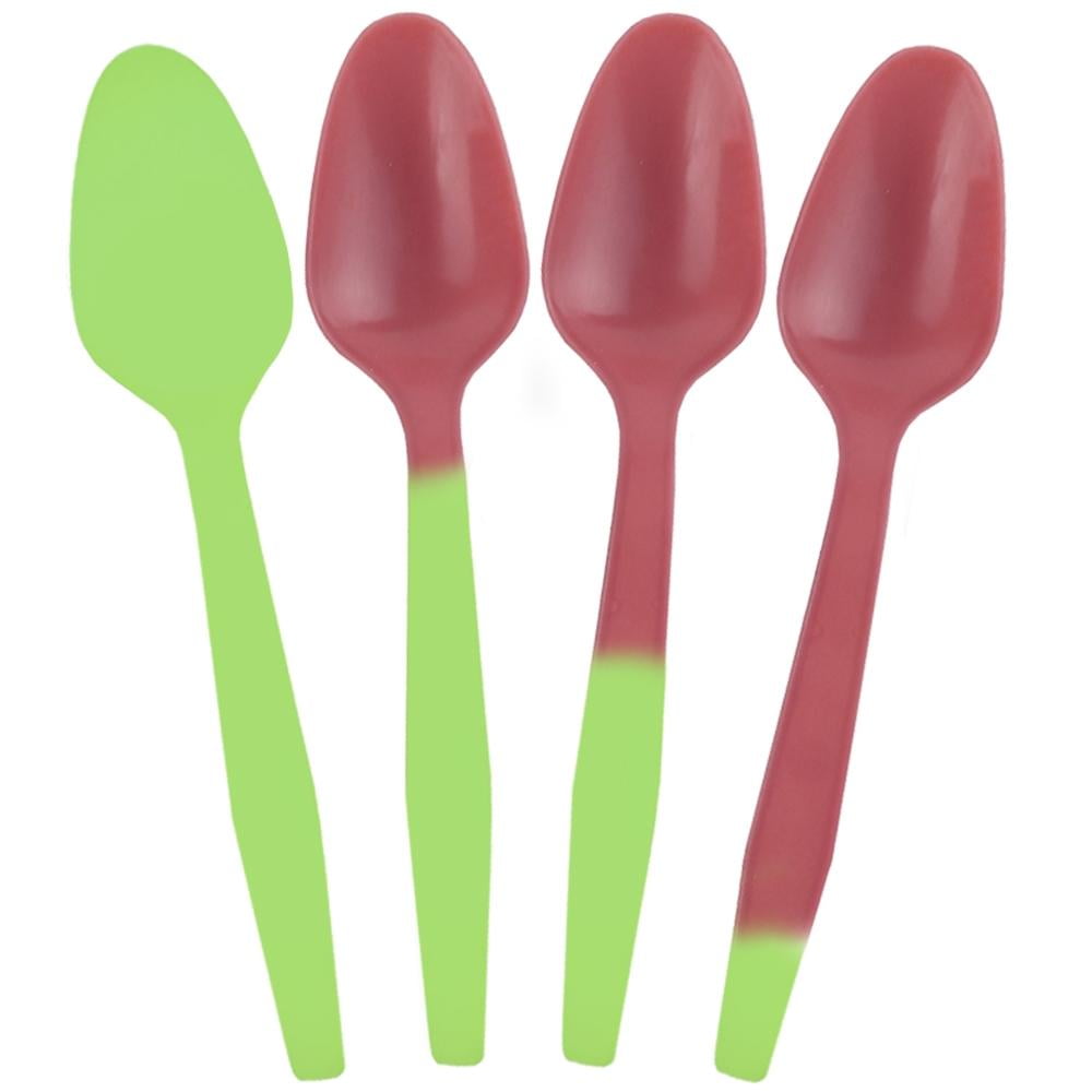 [100 Count] Crazy Color Changing Plastic Spoons Green to Red When