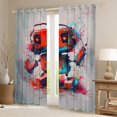 thumbnail image 2 of Feelyou Red Robot Black Out Curtains, Splatter Watercolor Curtains Pack of 2 (42x63 Each), 2 of 6