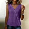 thumbnail image 1 of Craaazy Womens Sleeveless Tank Tops Plus Size Solid Color Loose V Neck Sleeveless Button Down Shirts, Unique Diagonal Buttons Sleeveless Tops for Daily Wear Outfits, 1 of 9