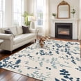 thumbnail image 2 of Blue Teal Botanical Area Rugs 5'x7', Small Throw Rugs for Laundry Room Playroom, Rustic Country Spring Floral Summer Leaf Indoor Outdoor Rug Non-Slip Low Pile Carpet Runner Reversible Floor Mats, 2 of 8