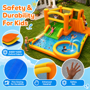 INFLATEFLY Inflatable Water Slide, 9-in-1 Bounce House Water Park with Trampoline, Pool, Climbing Wall, Water Cannon, Slides and Basketball Hoop, Kid Bouncy Castle for Outdoor Indoor Backyard Fun