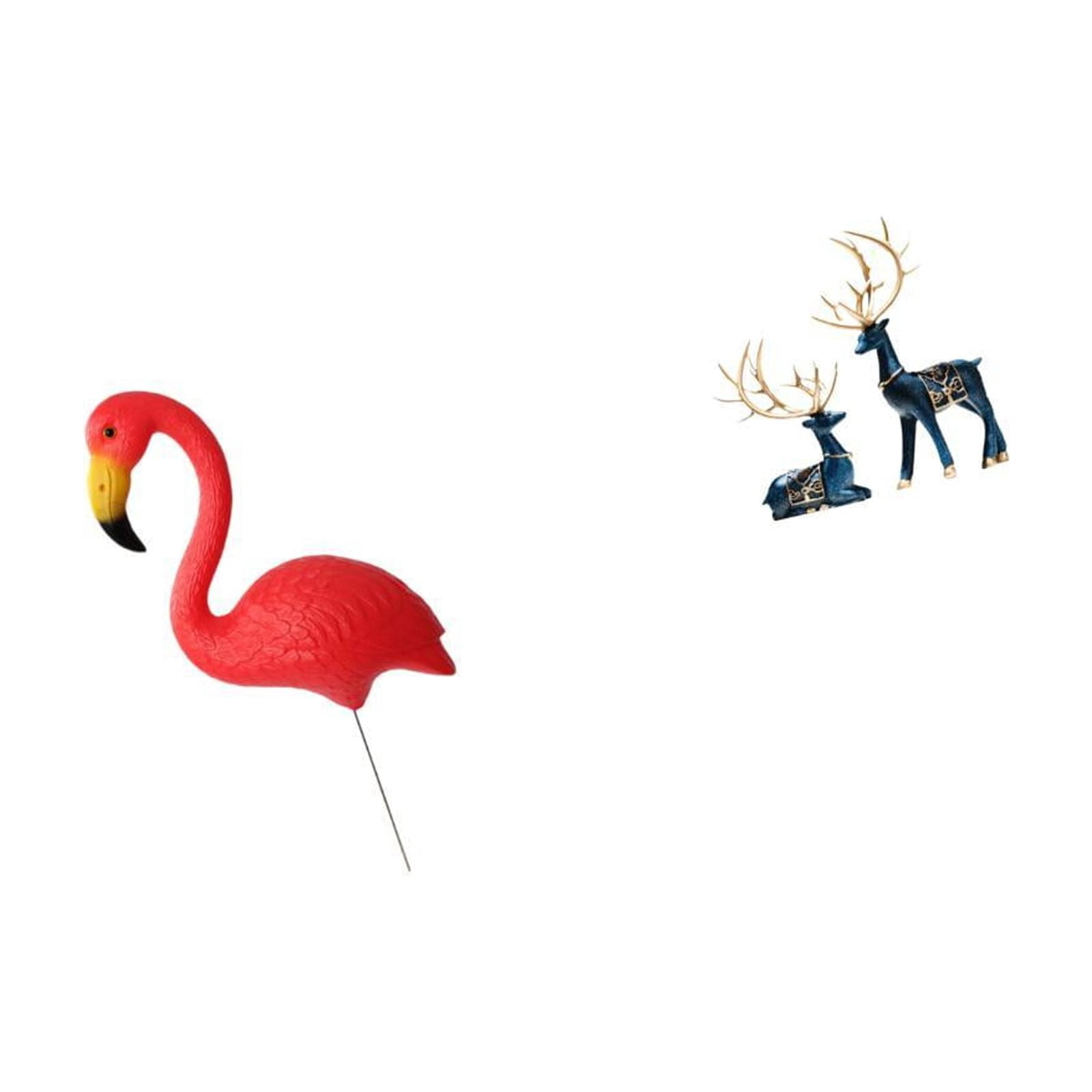 Miulika Flamingo Reindeer Garden Figurine Sculpture Ornament for Holiday Spring Home Decor Deer Statue Yard Art Accessories for Living Room Office Fairy