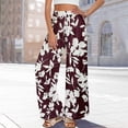 thumbnail image 5 of WTOBBY Women's Summer Floral Print Wide Leg Palazzo Pants with High Waist Elastic Drawstring Side Pockets and Casual Design for Everyday Wear ,Wine S, 5 of 7