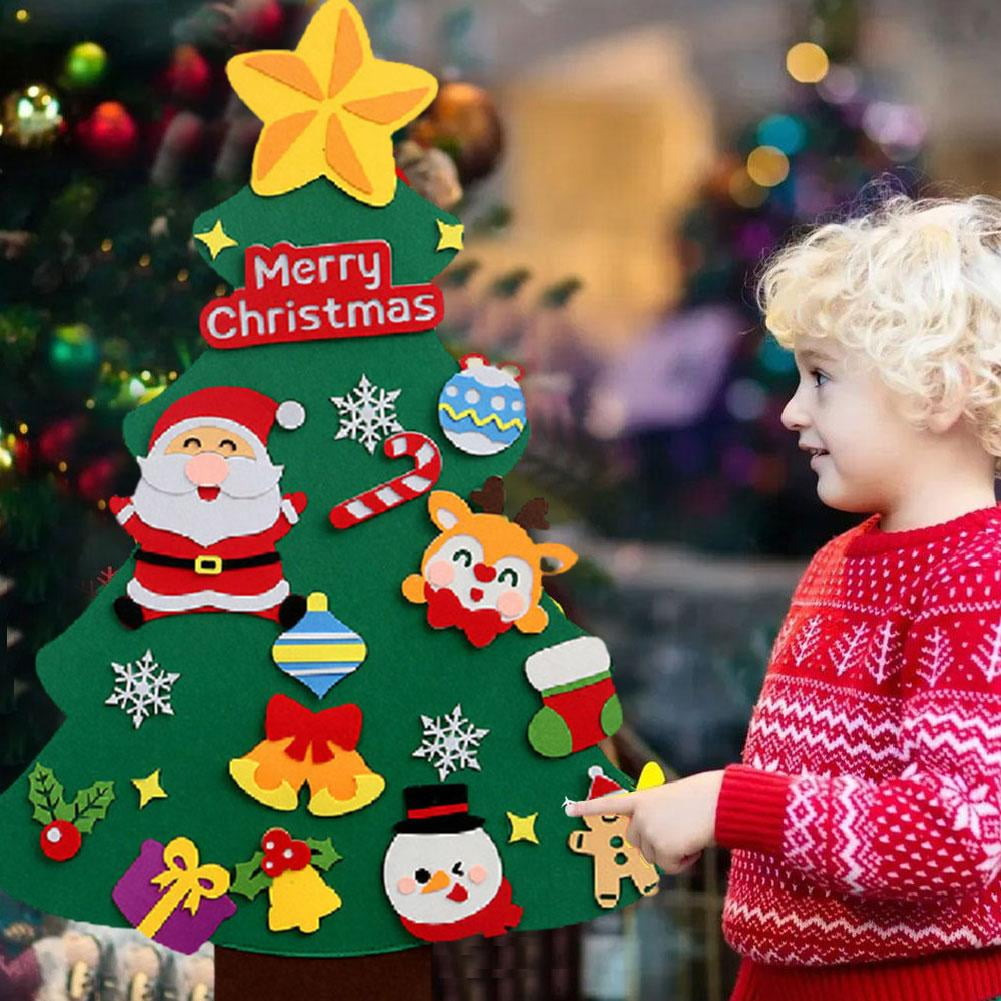 Jubepk Arbre de Noël en feutre Everized pour | Arbre de Noël en feutre pour | Kit d'arbre de Noël décoratif en feutre, jouet d'arbre de Noël créatif pour, mon premier arbre