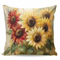 thumbnail image 2 of Summer Sunflowers Throw Pillow Covers, Soft Pillowcases with Invisible Zipper, Red Yellow Floral Leaf Wood Grain Decorative Square Pillow Cushion Covers for Living Room Couch Sofa Bed 24x24 Inches, 2 of 8