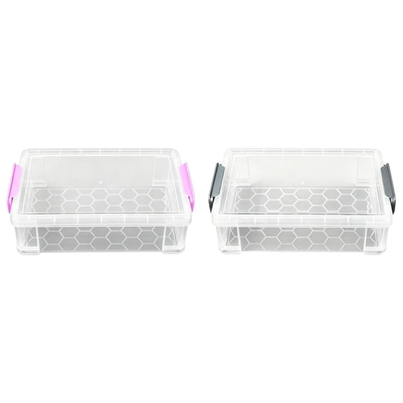 2 Pack Extra Large Pencil Box, Plastic Pencil Case Crayon Box, Clear Marker Organizer Plastic Containers with Lid, Stackable Storage Boxes for Art Craft,Pen,Back To Classroom Teacher Supplies