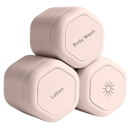 3Pcs Cadence Travel Containers - Body Care Set - Travel - 3 Flex Mediums/Pink 2.36in