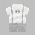 thumbnail image 2 of ZACPNCV Infant Newborn Baby Boys Gentleman Suit Bowtie Romper Color Block Short Sleeve Outfids Jumpsuit Clothes Baby Bodysuits Gray 12-18 Months, 2 of 4
