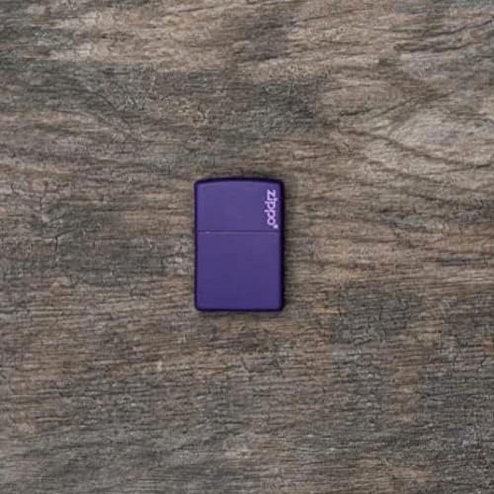 Zippo Lighter - Personalized Message Engraved Customized Purple Matte with Logo #237ZL
