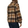 thumbnail image 3 of INSPIRE CHIC Faux Fleece Jackets for Women's Button Down Casual Warm Plaid Coat Outwear Brown XS, 3 of 4