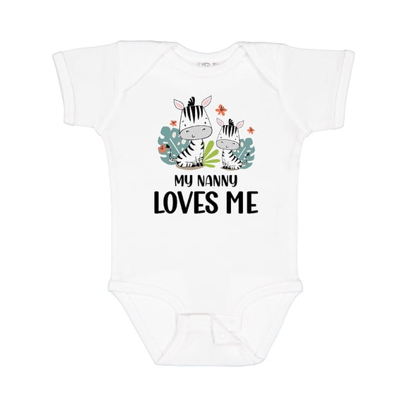 Inktastic Zebra My Nanny Loves Me Boys or Girls Baby Bodysuit