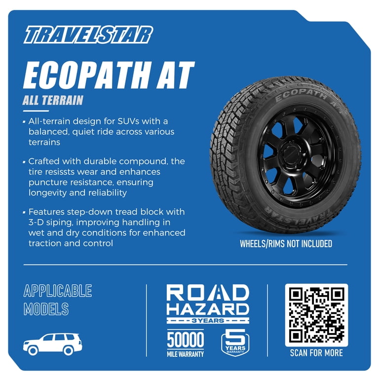 Travelstar, All Terrain SUV Tire, 245/70R16, 107T All Season